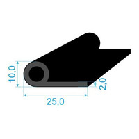 350236 Pryžový profil tvaru "P" s dutinkou, 30x10/2mm EPDM 70ShA