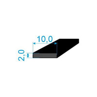 0596020 Pryžový profil 2x10mm, EPDM 70°Sh obdélníkový, délka 2200mm