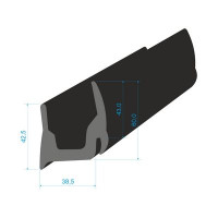 2255/1850 Pryžový profil tvaru "U", 38x60mm, 70°Sh, EPDM, -40°C/+100°C, černý