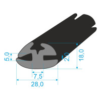 1447 Profil pryžový - profil do oken 18x28/5/2mm