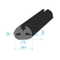 VEGUM 1296 Profil pryžový 19x26/5/4,5 EPDM