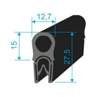 00547006 U-PIRELI s kovovou výztuží s horním těsněním, 78°Sh, U-PVC, bříško-EPDM