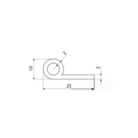 02675006 Silikonový profil tvaru "P" s dutinkou, 25x10/2mm, 50°Sh, -50°C/+180°C, bílý