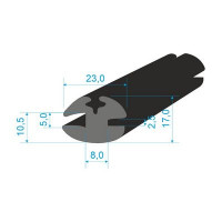 00597072 1918 Profil pryžový 17x23/5/2,5 EPDM