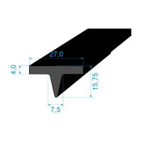 05393021 T-profil 15,75x27/7,5mm EPDM, 70°Sh