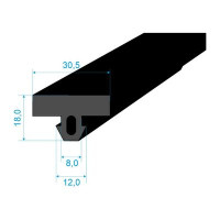 05393015 T-profil 18x30,5/12mm EPDM, 70°Sh