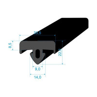 05393027 T-profil 22x33,5/14mm EPDM, 70°Sh