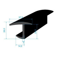 05393025 T-profil 28x37,5/3mm EPDM, 70°Sh