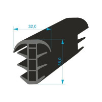 05393016 T-profil se 4 dutinkami, 38x32/9mm EPDM, 70°Sh