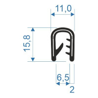 00545014 U-PIRELI s kovovou výztuží bez bříška, 4-6mm, 78°Sh, PVC, -25°C/+70°C, černý