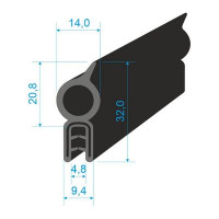 00547017 U-PIRELI s kovovou výztuží s horním těsněním, 60°Sh, U-EPDM, bříško-EPDM