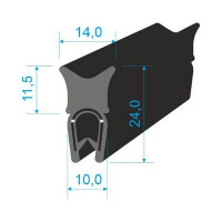 00547003 U-PIRELI s kovovou výztuží s horním těsněním, 78°Sh, U-PVC, bříško-EPDM